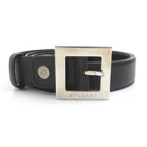 BVLGARI Men's Black Leather Belt h31868k